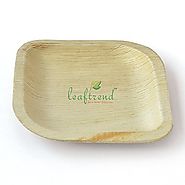 Leaftrend: Eco-friendly Disposable Palm Leaf Plates, Wedding and Party Plates, 6 Inch Square Leaf Plate - 10 Pcs