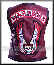 The Warriors Movie Maroon Biker Leather Vest Jacket Halloween Costume