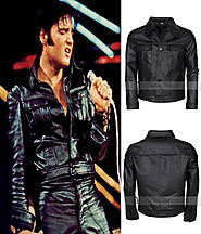 Elvis Presley Rockstar Mens Celebrity Fashion Vintage Black Biker Leather Jacket