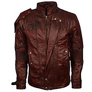 Guardians Of The Galaxy Volume 2 Chris Pratt Star Lord Mens Brown Waxed Leather Jacket Costume