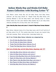 Indian boy and girl baby names collection with starting letter c