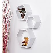 Cheap Home Decor Online: Buy The Abstract Hexagon Shaped Wall Shelve | It's a Set of 3