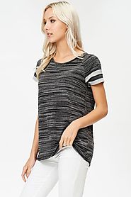 Banded Contrast Sleeve Stripe Top
