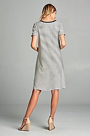 Black and Off White Striped Dress