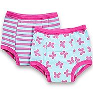 green sprouts Training Underwear 2T Girls - 2 Pairs Of Soft Potty Training Pants For Girls, 24 Months (Aqua Butterfly...