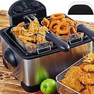 Secura 4.2L/17-Cup 1700-Watt Stainless-Steel Triple-Basket Electric Deep Fryer, with Timer Free Extra Oil Filter