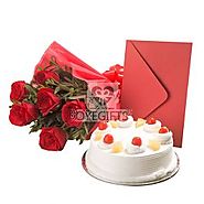 Buy Roses N Cake Hamper Online - OyeGifts.com