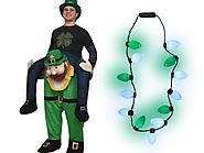Adult St. Patrick's Day Carry Me Ride On A Leprechaun Costume Bulb Necklace Set