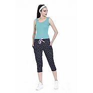 Women's Thick Waist Band Capri with Zipper Pockets