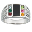 Sterling Silver Dad Ring with Birthstones and Names