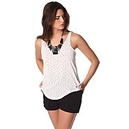 White speckled print top with low hem – Anthony's Emporium