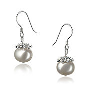 8-9mm A Quality Freshwater Cultured Pearl Earring Pair in Connor White for Sale | Pearls Only