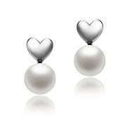 8-9mm AAA Quality Freshwater Cultured Pearl Earring Pair in Heart White for Sale | Pearls Only