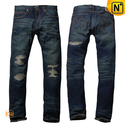 Ripped Tapered Denim Jeans for Men CW140230