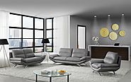 Milo Modern Living Room Set in Matt Grey Leather