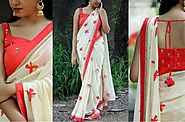 Bollywood Designer White georgette Party Wear Saree with Embroidered B – Mahi Fashion
