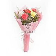 Buy/Send Multicolored Carnations - Bouquet Online Same Day Delivery - OyeGifts.com