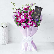 Buy Bouquet of Orchids with Cadbury Bournville online - OyeGifts.com