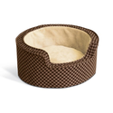 K&H 18-Inch Round Self-Warming Comfy Sleeper, Small, Tan/Brown Squares