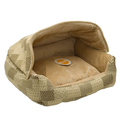 K&H Lounge Sleeper Hooded Pet Bed, 20-Inch by 25-Inch, Tan Patchwork