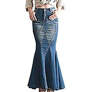 Ubuy Egypt Online Shopping For Women's Long Maxi Denim Skirts in Affordable Prices.