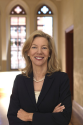 University of Pennsylvania's Amy Gutmann writes a page from her autobiography.