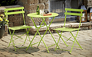 Folding Bistro Table and Chairs Set Outdoor Patio Metal 3-Piece Bright Green