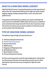 High Risk Work Licences