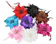 BONAMART 8 pcs Woman Lady Girl Brooch Corsage Hair Clips Barrettes Accessories Feather Flower For Wedding Party