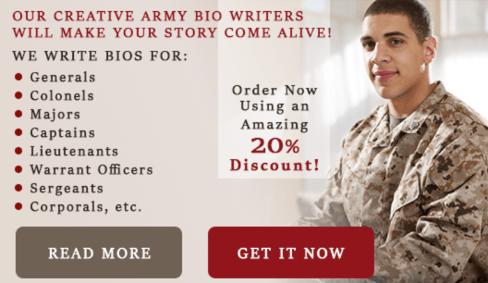 Top 10 Sites To Find Army Bio Example | A Listly List