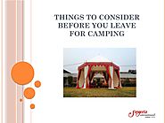 Things to Consider Before You Leave for Camping