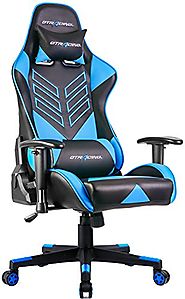 GTRACING Executive High-Back Gaming Chair Computer Office Chair PU Leather Swivel Chair Racing Chair (GT007-Blue) | G...