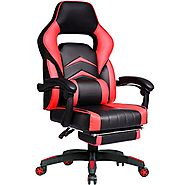 GTracing High Back Ergonomic Gaming Chair Racing Chair Napping Computer Office Chair With Padded Footrest (RED2) | Ga...