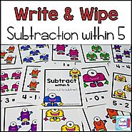 Subtraction Write and Wipe: Subtraction within 5 by Mercedes Hutchens
