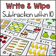 Subtraction Write and Wipe: Subtraction within 10 by Mercedes Hutchens