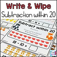 Subtraction Write and Wipe: Subtraction within 20 by Mercedes Hutchens