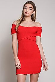 Wanda Ruched Mini Dress- Tomato