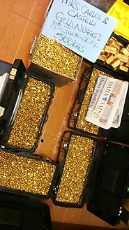 Gold dore bars and nuggets