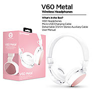 Buy HyperGear V60 Metal Wireless Headphones - White / Pink