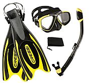 Cressi Frog Plus Fins with Dive Mask Dry Snorke Set, (Scuba Snorkeling Freediving Spearfishing Dive Gear)