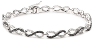 10k White Gold Black and White Diamond Infinity Bracelet (1 1/2 cttw), 7"