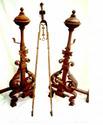 Wrought Iron Andirons with Tongs