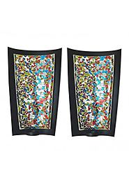 DecorShore 15 in Mosaic Wall Sconce Set of 2 Tealight Candle Holders - Abstract Metal Wall Art Candle Sconces Pair - ...