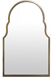 DecorShore Relics Collection 30x18 Moroccan Arch Shaped Decorative Wall Mirror in Brushed Gold Finish - Decorshore