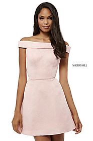 2018 Off The Shoulder Blush Short A-Line Prom Dresses Sherri Hill 52336 [Blush Sherri Hill 52336] - $230.00 : Cheap P...