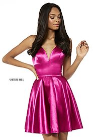 Fuchsia Sweetheart Neckline 52291 Satin Cocktail Dresses 2018 Sherri Hill [Sherri Hill 52291 Fuchsia] - $180.00 : 201...