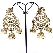 Indian Bollywood Fashion Style Traditional Indian Wedding Style Mehndi Plated Earings - RunwayFashions