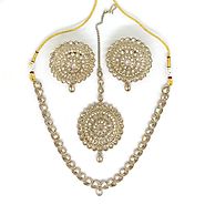 Bollywood Fashion Style Traditional Indian Jewellery Wedding Style Mehndi Plated Necklace Set With Earing and Tikka -...