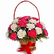 Basket of Pink and White Carnations