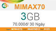 Đăng ký gói Mimax70 Viettel ưu đãi 3GB Data giá chỉ 70.000đ/tháng